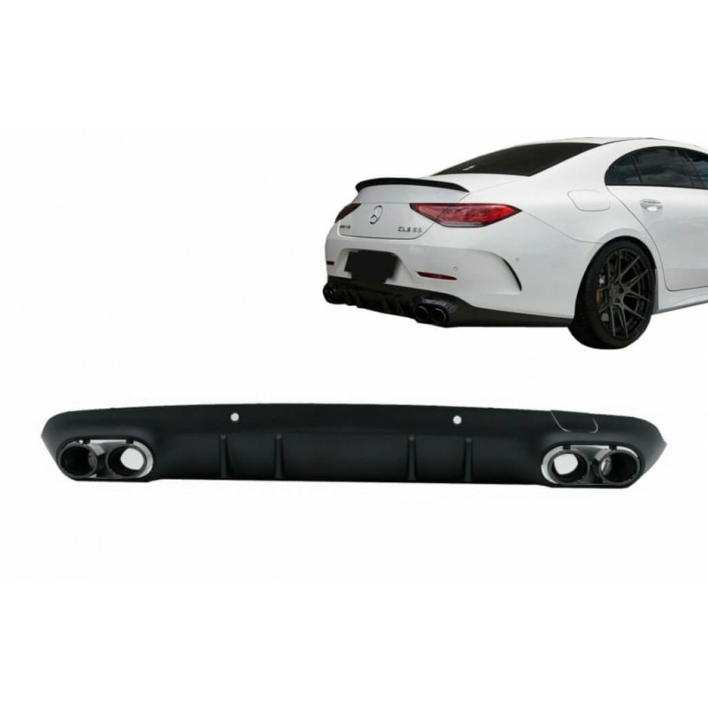 Diffuseur arrière noir mat et embouts d'échappement noirs Mercedes Classe CLS C257 (18+) Look CLS 53 AMG