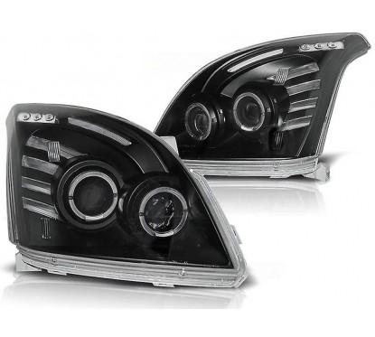 2x Phares avant Angel Eyes Noir Toyota Land Cruiser 120 (03-09)