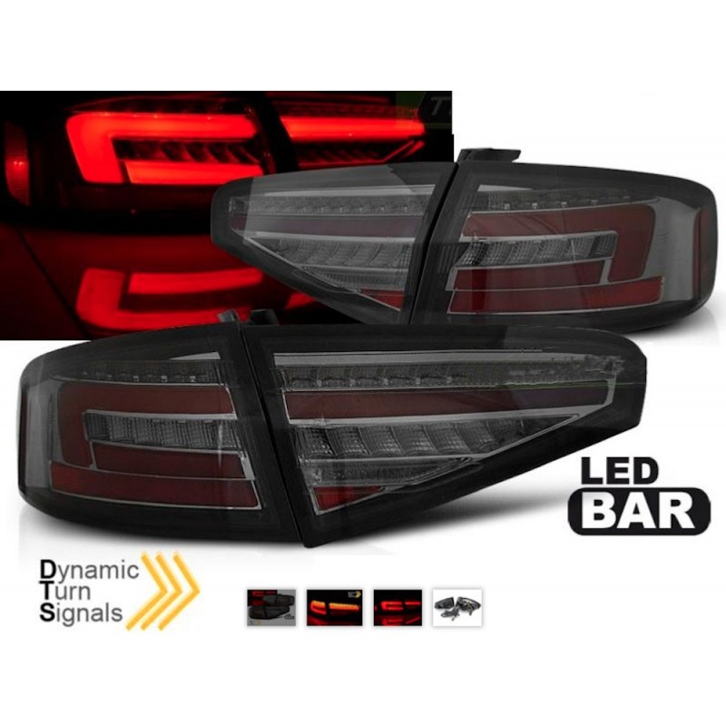 2x Feux arrières LED Noir fumés Audi A4 B8 (12-15)