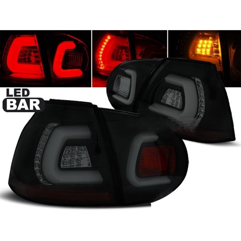 2x Feux Arrières Noirs fumés à LED adaptables sur VW Golf 5 V (03-09)