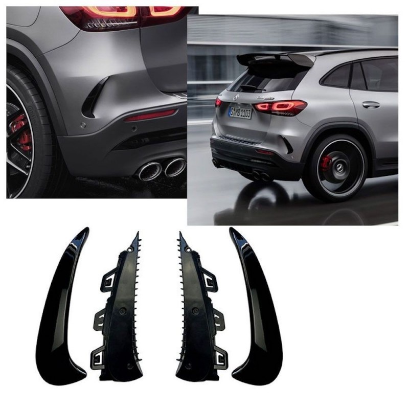 2x rajouts pare chocs arrière Noir brillant Mercedes GLA H247 AMG 20+