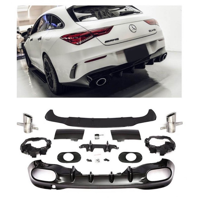 Diffuseur arrière + embouts chromés Mercedes CLA C118 W118 Look 35 (19+) Diffuseur arrière + embouts chromés Mercedes CLA C118 W118 Look 35 (19+)