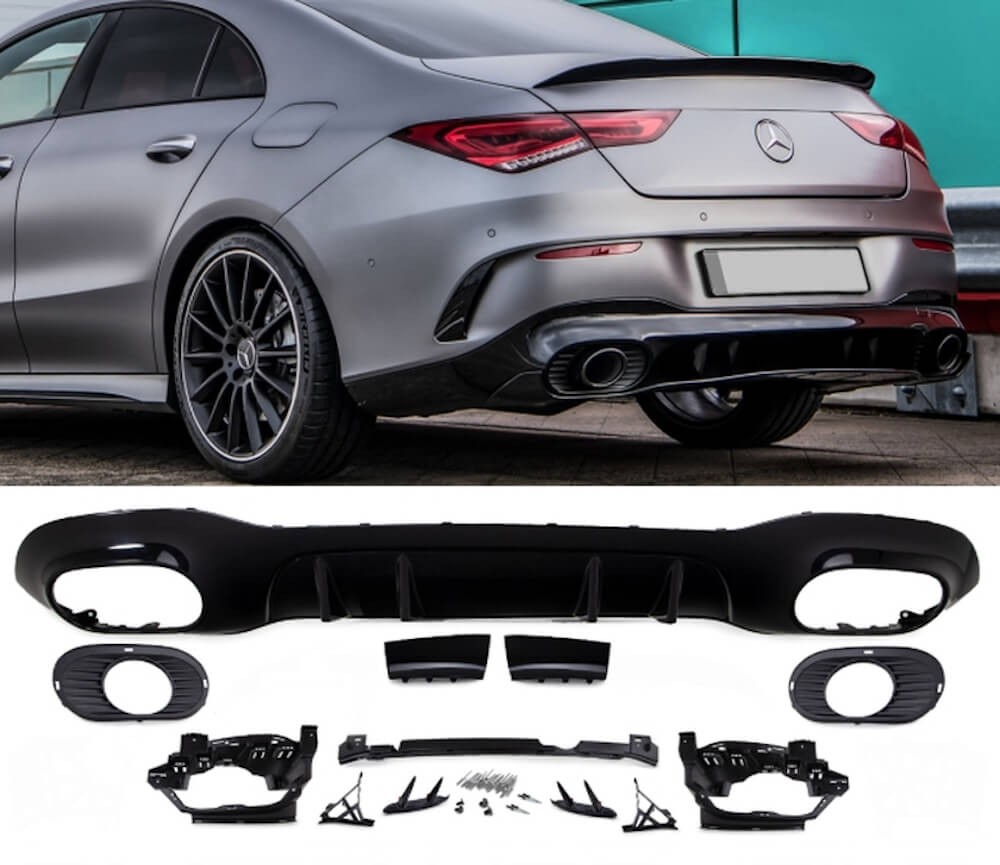 Garniture D'échappement Pour Mercedes Classe CLA C118 AMG Line 2020-2024 - Chromée, ABS, Remplacement Pare-chocs Arrière