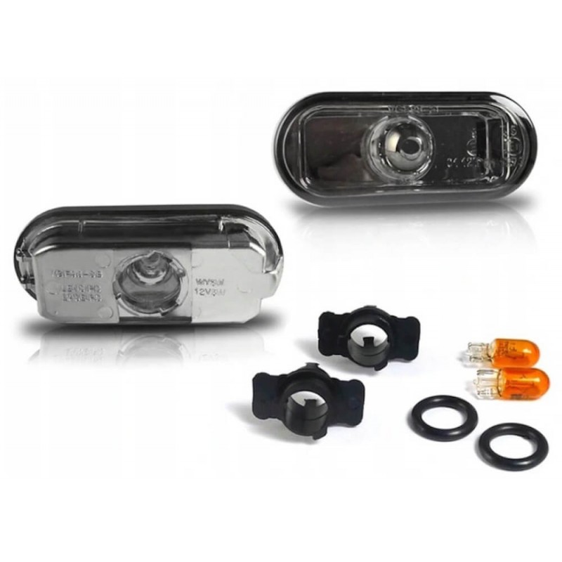 2x Clignotants d'ailes Noirs fumés adaptables sur VW / SEAT