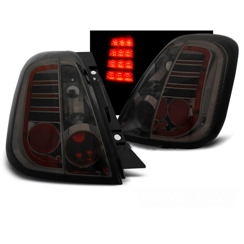 2x Feux arrières noir fumé à LED Fiat 500 (07+)