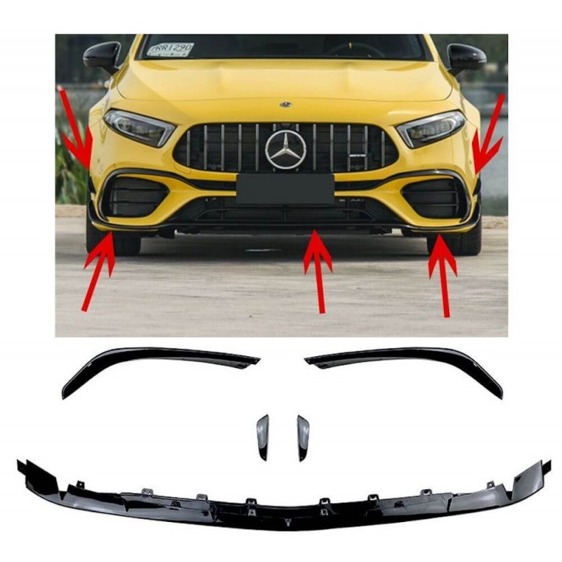 Rajout de pare choc avant noir brillant Mercedes A45 AMG (18-22)