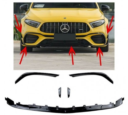 Rajout de pare choc avant noir brillant Mercedes Classe A W177 - Pack Aero