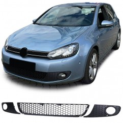 3x Grilles de pare chocs adaptables sur Volkswagen GOLF VI 6 Nid d'abeille Noir Brillant (08-12)