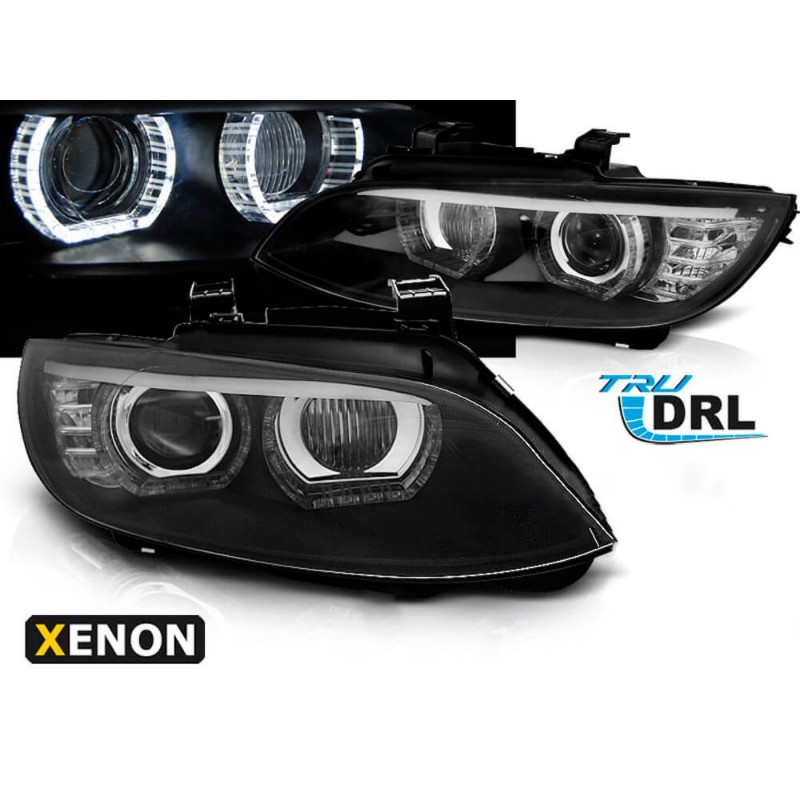 2x Phares Xénon à LED BMW Série 3 Coupé E92 & Cab E93 (06-10) modèle Noir