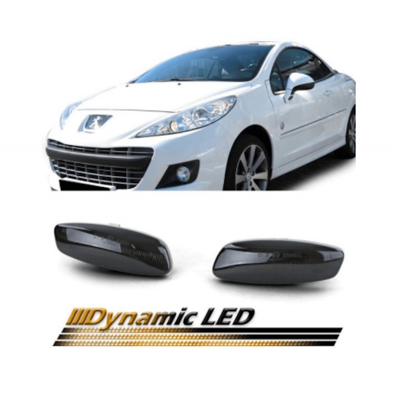 2x Clignotants latéreaux dynamiques Peugeot 207 308 Citroen C3 C4 C5 DS3 DS4 (Noir)