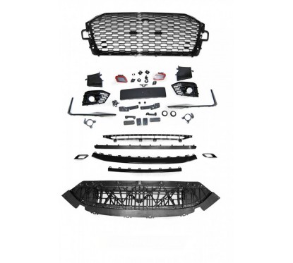 Pare choc avant + calandre noir brillant Audi A4 B9 (16-19)