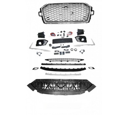 Pare choc avant + calandre noir et alu Audi A4 B9 (16-19)
