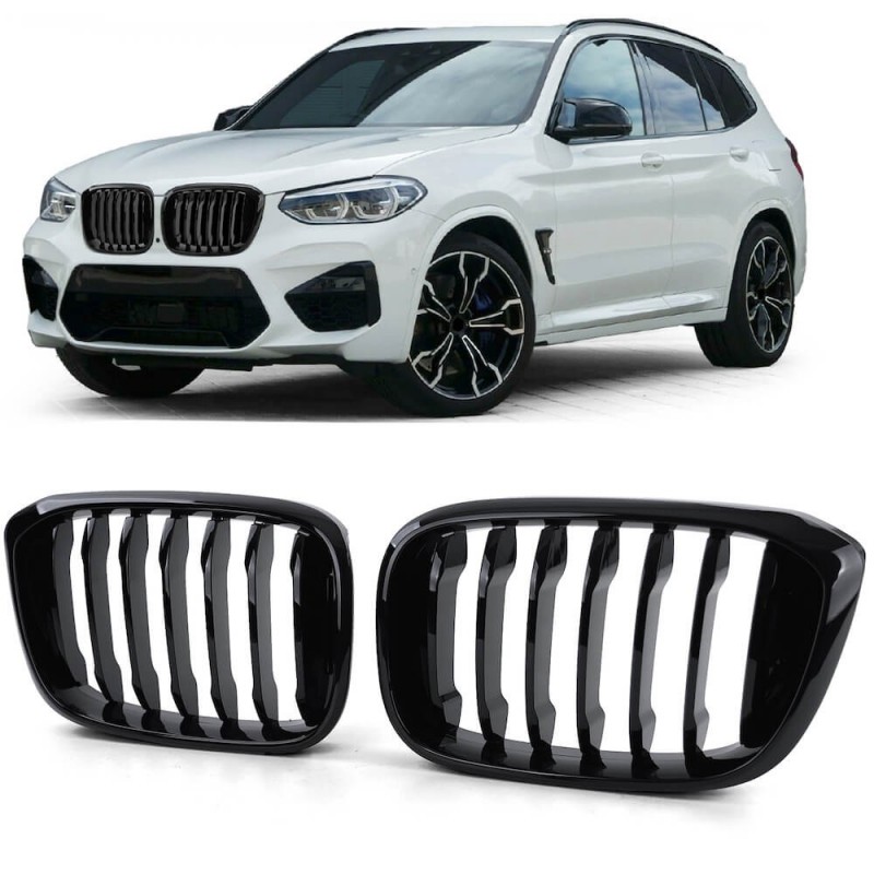 2x Grilles de Calandre BMW X3 G01, X4 G02 Noir Brillant (17-21)
