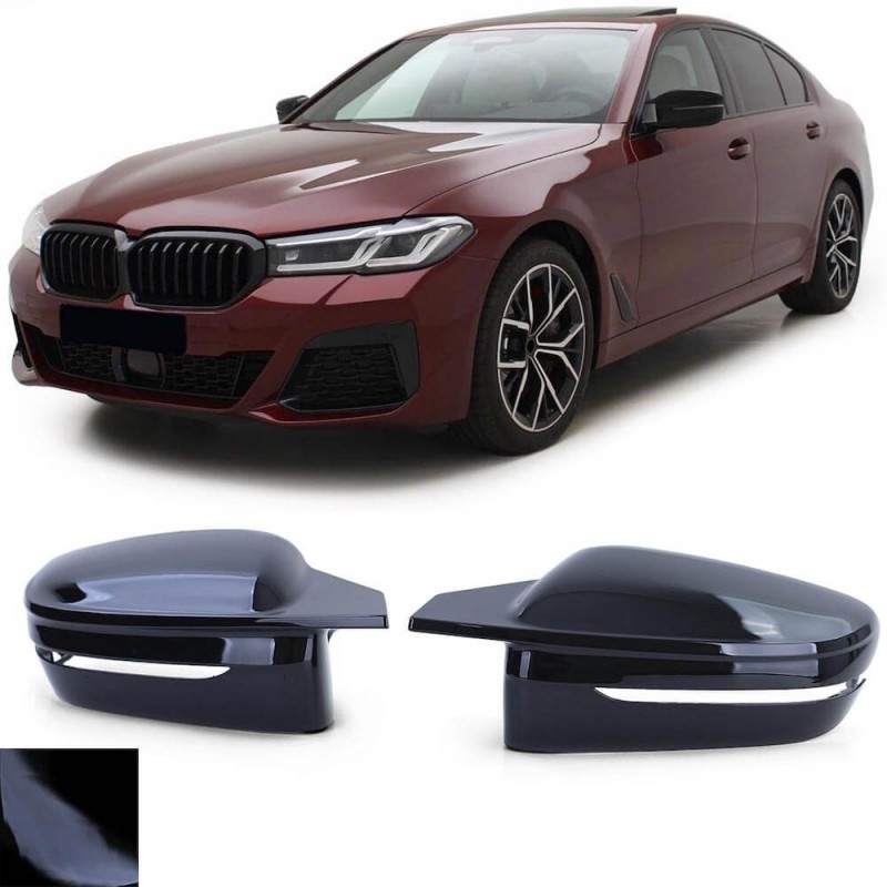 2x Coques rétroviseurs Noir laqué BMW Série 5, 7 G30 G31 G11 G12 (17+)