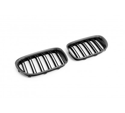 2x Grilles de Calandre look carbone BMW Série 5 F10 F11 F18 (10-17)