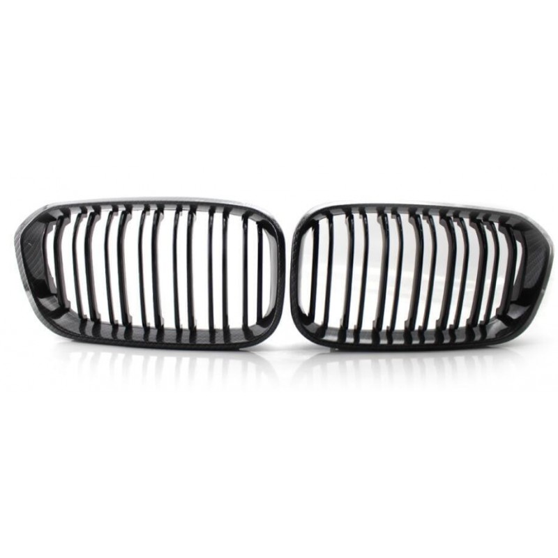 2x Grilles de Calandre look carbone BMW Série 1 F20 F21 (15-19)