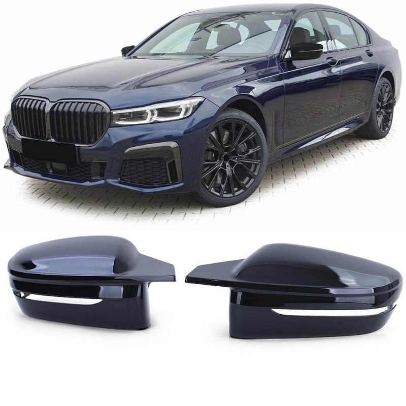 2x Coques rétroviseurs Noir laqué BMW Série 7 G11 G12 19+