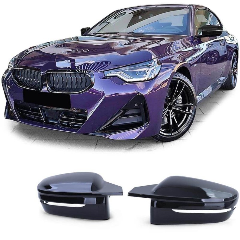 2x Coques de rétroviseurs Noir brillant BMW Série 2 G42 (21+)