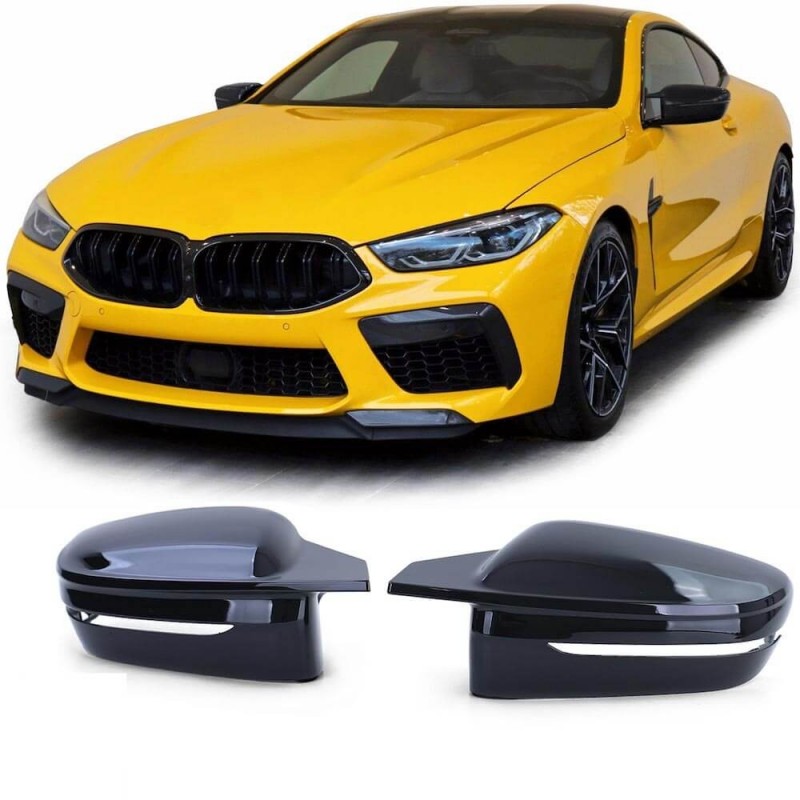 2x Coques de rétroviseurs noir brillant BMW Série 8 G14 G15 G16 18+