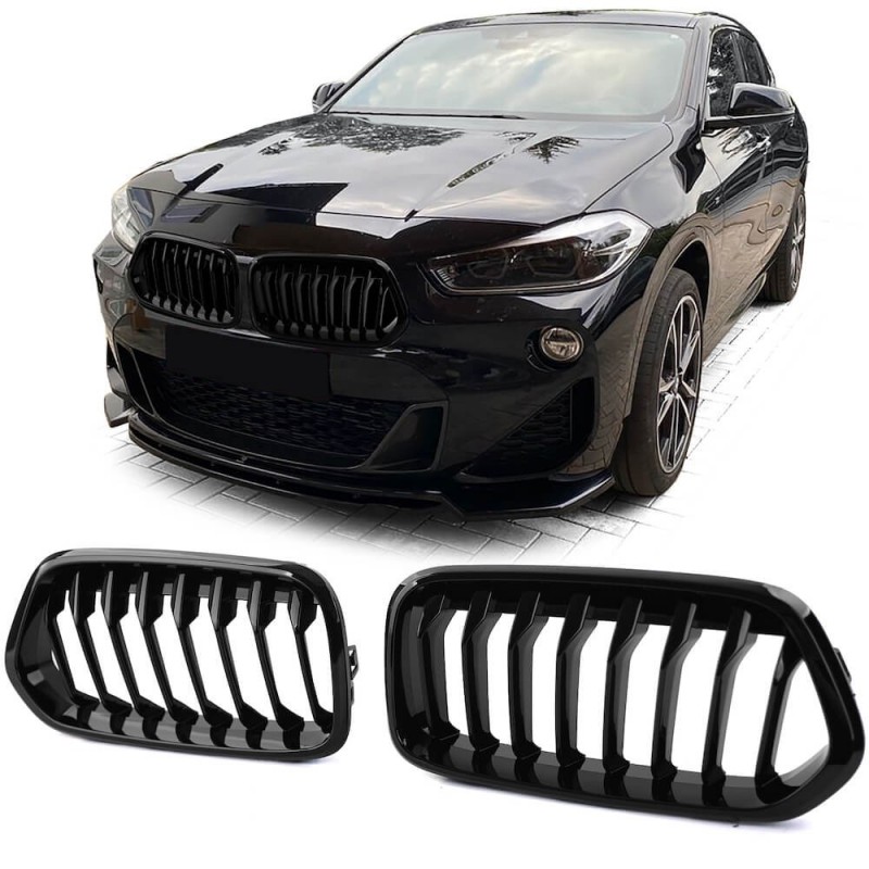 2x Grilles de calandre noir brillant BMW X2 F39 (18+)