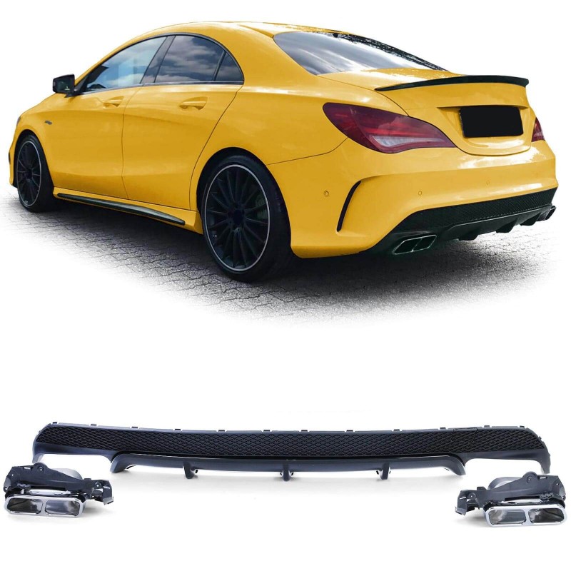 Diffuseur + Echappements chrome Mercedes CLA W117 Pack AMG (13-16)
