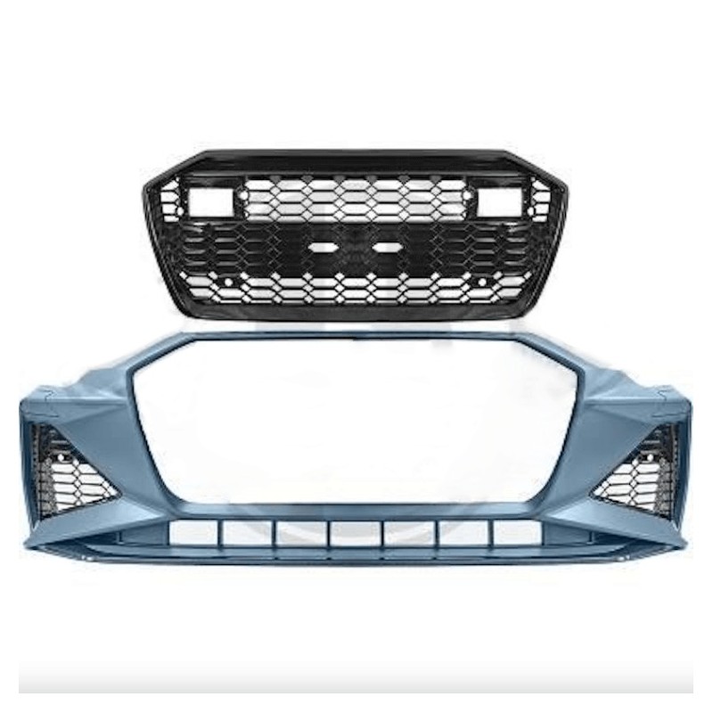 Pare choc + Calandre noir brillant Audi A6 C8 Look RS6 (18+)