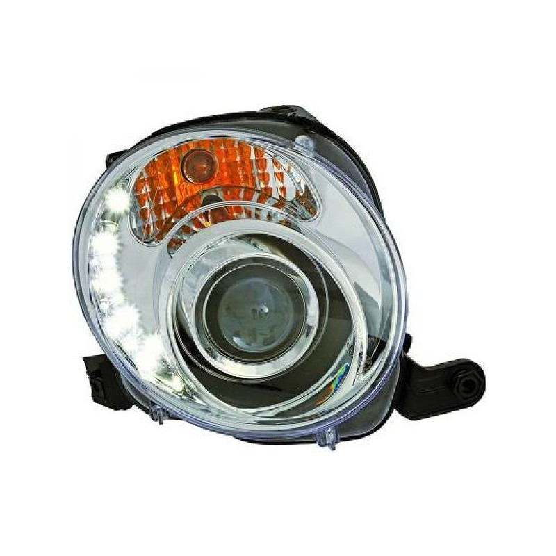 2x Phares avants Fiat 500 Chrome (07-15)