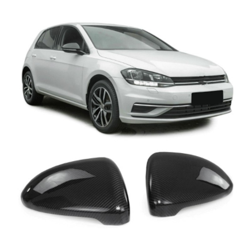 2x Coques rétroviseurs carbone adaptables sur Volkswagen Golf VII 7, 7.5 et Touran (13+)