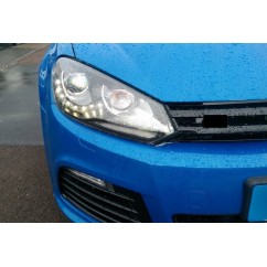 2x Phares LED adaptables sur Golf 6 VI look Xenon GTD GTI (08-12)