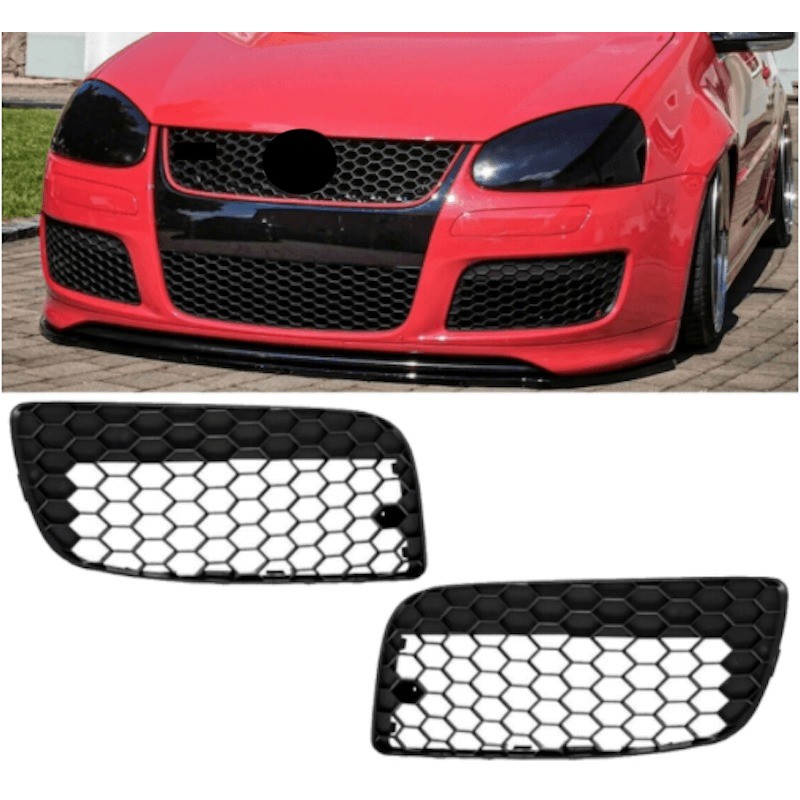 2x Grilles de pare choc avant adaptables sur Volkswagen Golf V 5 GTI (03-08)