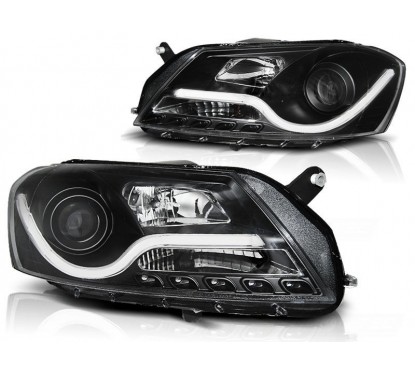 2x Phares avant adaptable sur Volkswagen Passat B7 Noir (10-14)