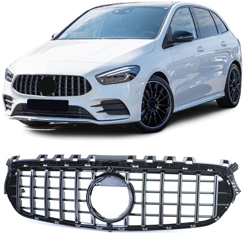 Calandre Noir et chrome Mercedes Classe B W247 Look Panamericana (19-23) Avec Pack AMG