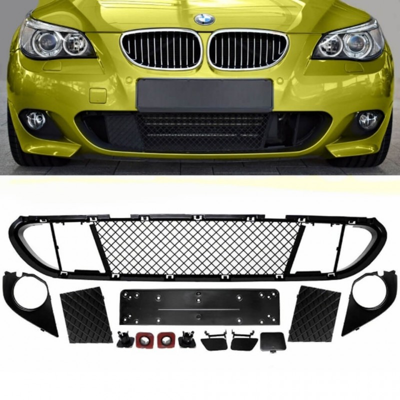 Kit grilles de pare choc noir adaptable sur BMW Série 5 E60 E61 03-07