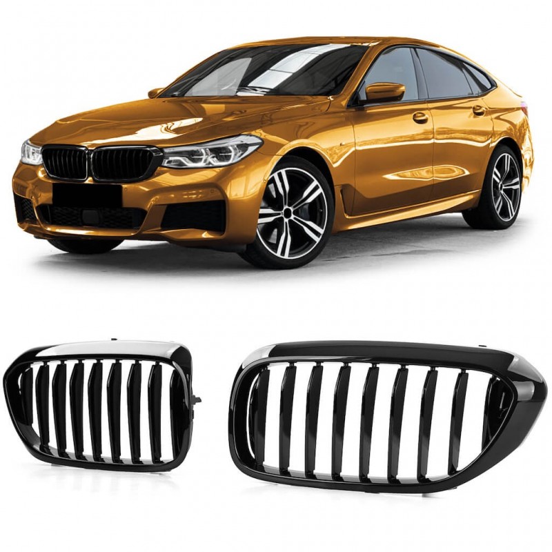 2x Grilles de calandre noire brillant BMW Série 6 G32 Gran Turismo (17-20)
