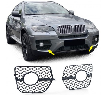 2x Grilles de pare choc avant noir adaptables sur BMW X6 E71 (06-14)