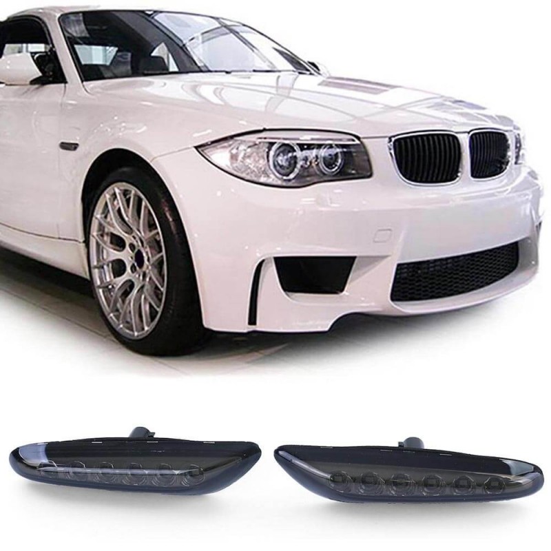 2x Clignotants ailes noir fumé adaptables sur BMW Série 1 E81 E82 E87 E88 (04-12)