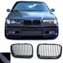 2x Grilles de calandre noir brillant adaptables sur BMW Série 3 E36 91-96