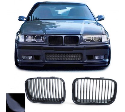 2x Grilles de calandre noir brillant adaptables sur BMW Série 3 E36 91-96