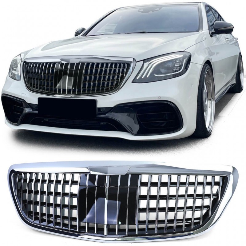 Calandre chrome et noir brillant Mercedes Classe S W222 (avec vision nocturne) 13-20