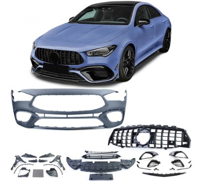 Pare chocs avant avec calandre adaptable sur Mercedes CLA Coupé C118 Look 45 AMG (19+)