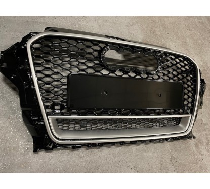 Calandre Noir contour silver adaptable sur Audi A3 8V Look RS3 (12-16)