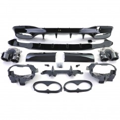 Diffuseur arrière et embouts d'échappement noir brillant adaptable sur Mercedes CLA C118 19+