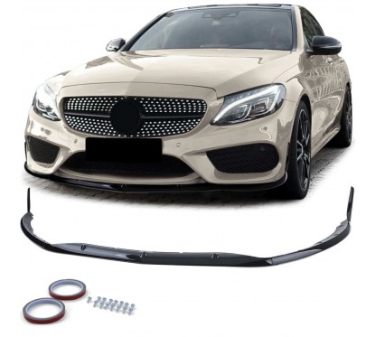 Rajout de pare choc avant noir brillant adaptable sur Mercedes Classe C W205 S205 14-21