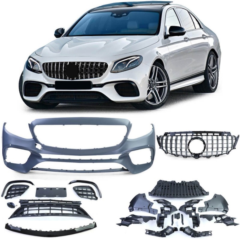 Pare choc avant + calandre Mercedes Classe E W213 S213 (16-20) Look 63 AMG Pare choc avant + calandre Mercedes Classe E W213 S213 (16-20) Look 63 AMG
