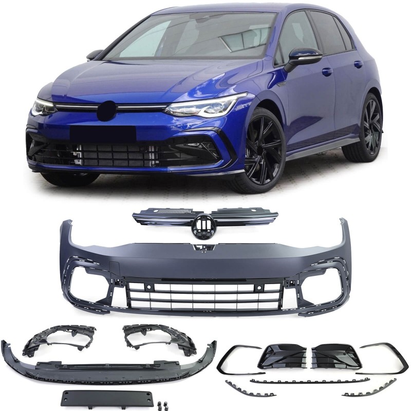 Pare choc avant avec bande LED adaptable sur Volkswagen Golf 8 (19+) Look R-Line