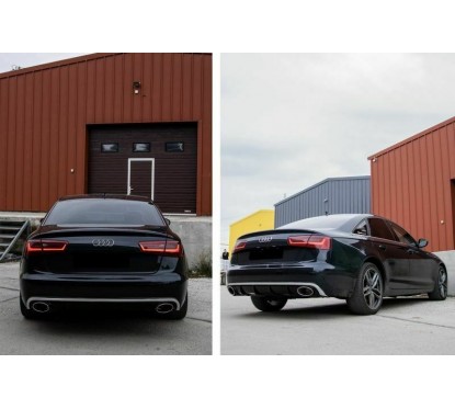 Diffuseur arrière + embouts d'échappements Audi A6 C7 RS6 Design (11-14) avec pare choc S-Line
