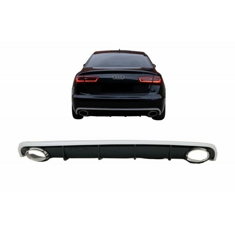 Diffuseur arrière + embouts d'échappements Audi A6 C7 RS6 Design (11-14) avec pare choc S-Line