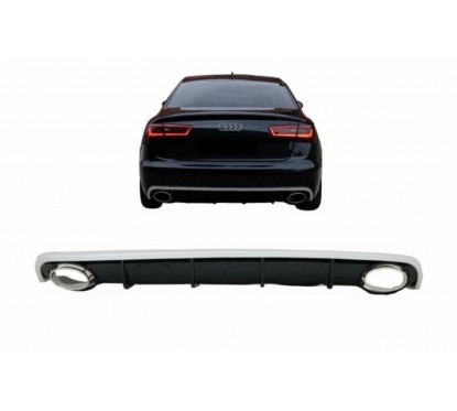 Diffuseur arrière + embouts d'échappements Audi A6 C7 RS6 Design (11-14) avec pare choc standard