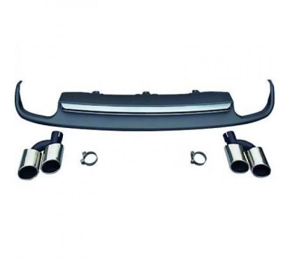 Diffuseur arrière + embouts d'échappements Audi A6 C7 Look S6  (10-18) avec pare choc standard