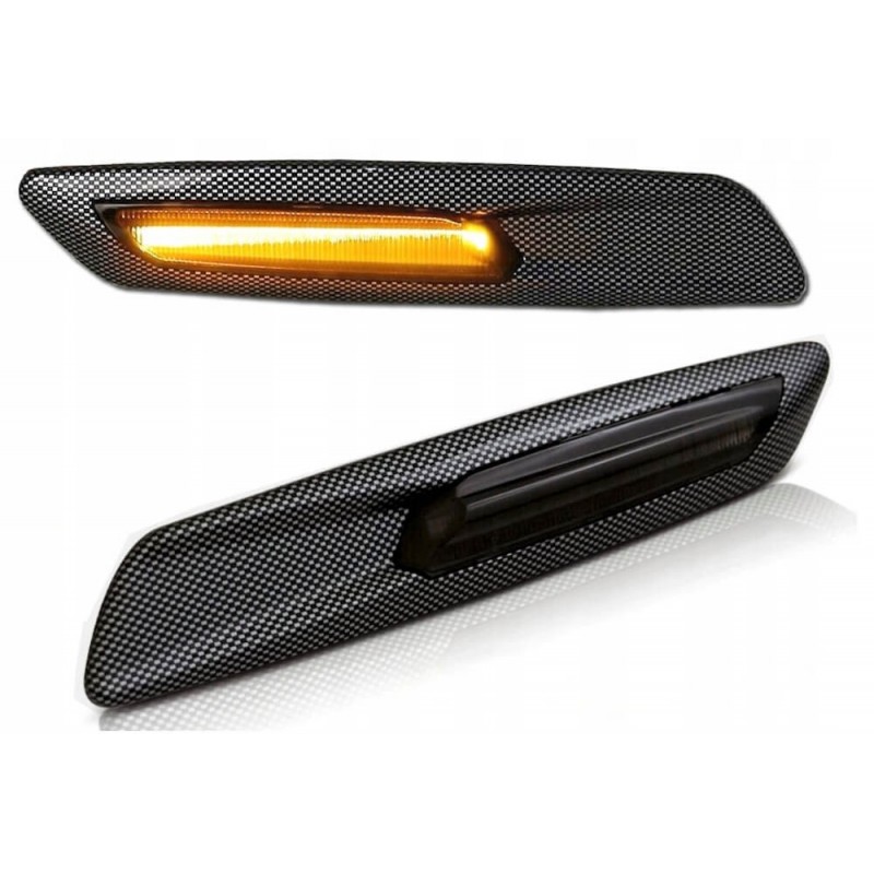 2x Clignotants d'aile carbone adaptable sur BMW Série 5 F10/F11 10-13
